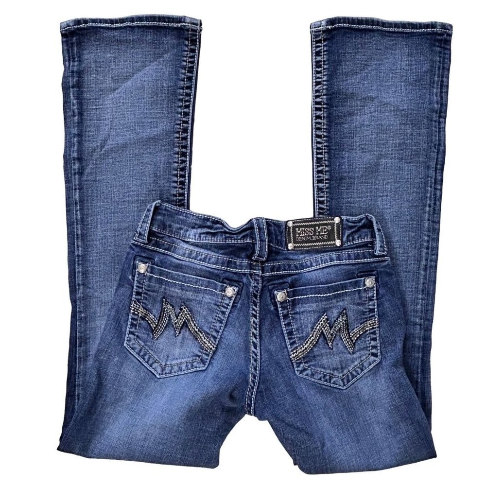 Miss Me Womens Signature Boot Cut Jeans Size 27 Embellished Pocket Mid Rise Blue - Picture 12 of 12
